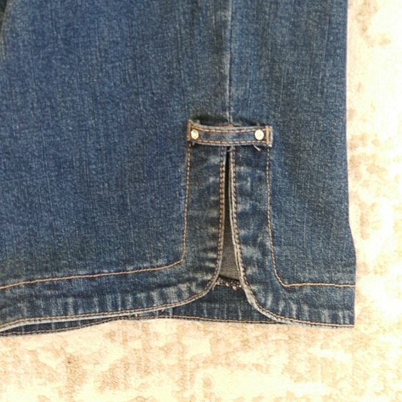 Euro Embellished Bermuda Jean Shorts 10 Blue Faux Rhinestone - Picture 5 of 13